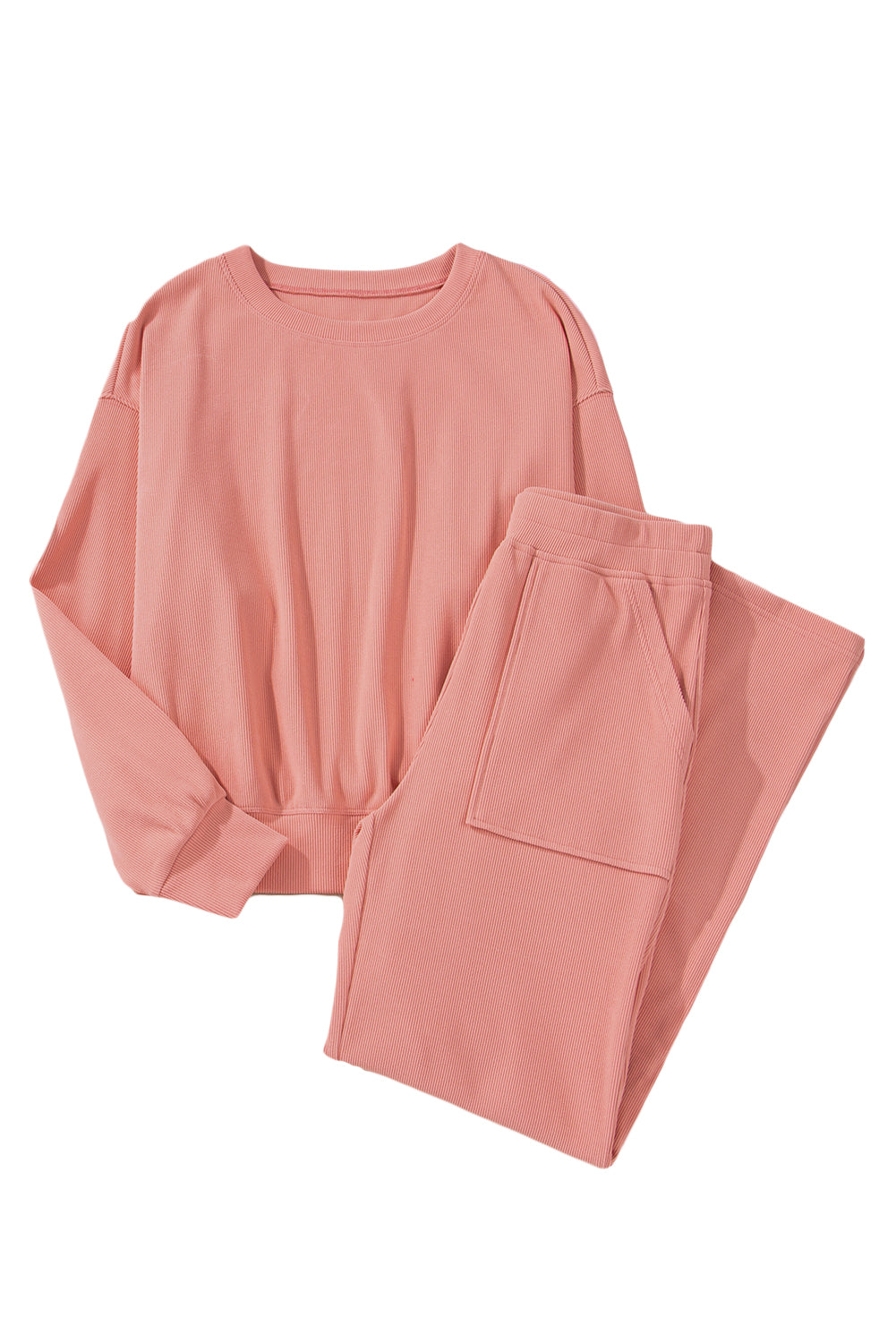 🌸 Luxe Everyday Ribbed Lounge Set – Soft Peach Comfort Meets Effortless Style 🌸
