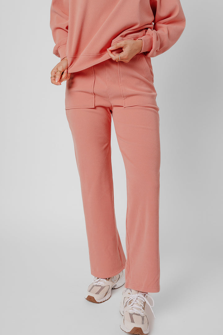 🌸 Luxe Everyday Ribbed Lounge Set – Soft Peach Comfort Meets Effortless Style 🌸