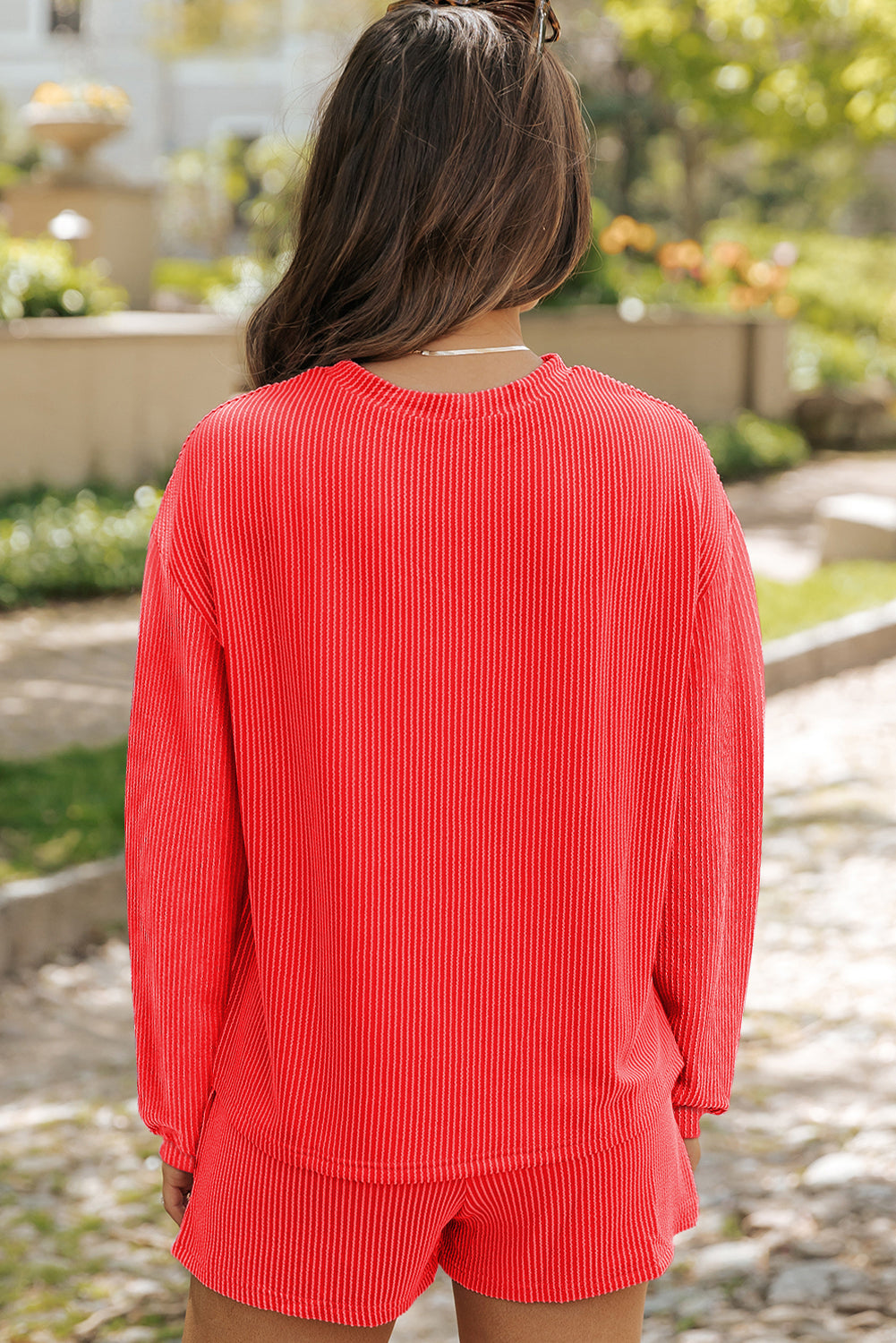 Crushin’ It Ribbed Lounge Set – Bold Coral Two-Piece