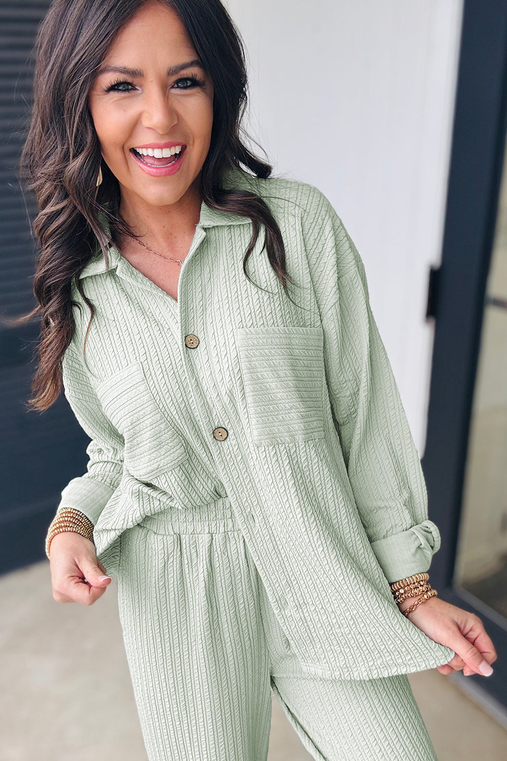 Luke & Estelle “Serene Texture” Sea Foam 2-Piece Set
