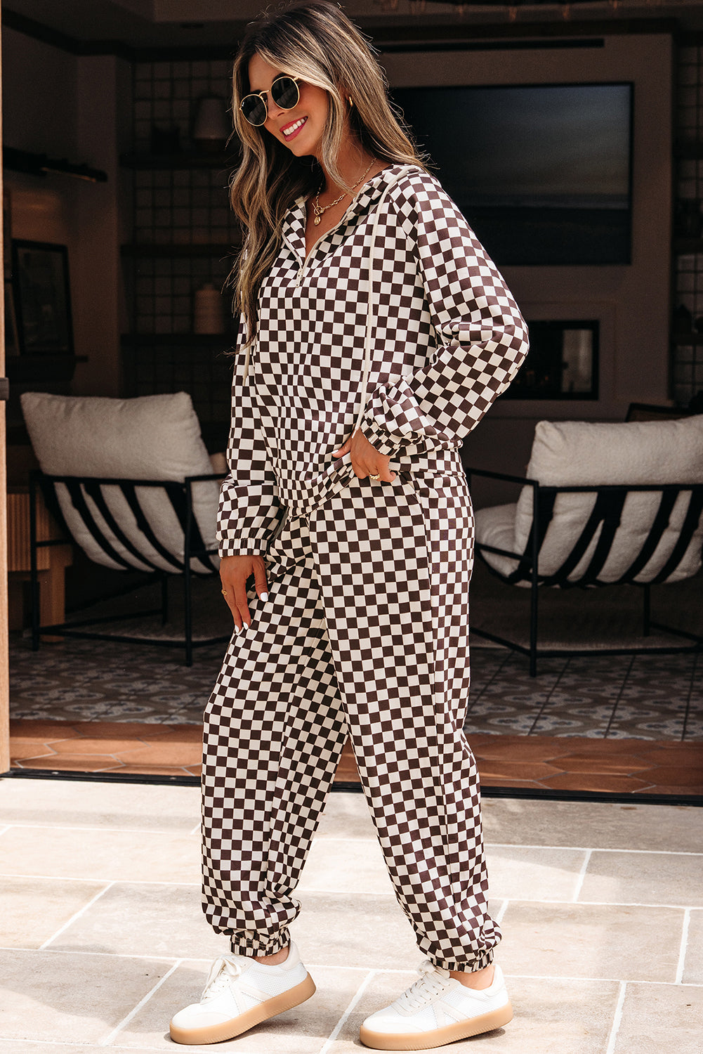 Luke & Estelle “Game Changer” Chocolate Checkerboard 2-Piece Set