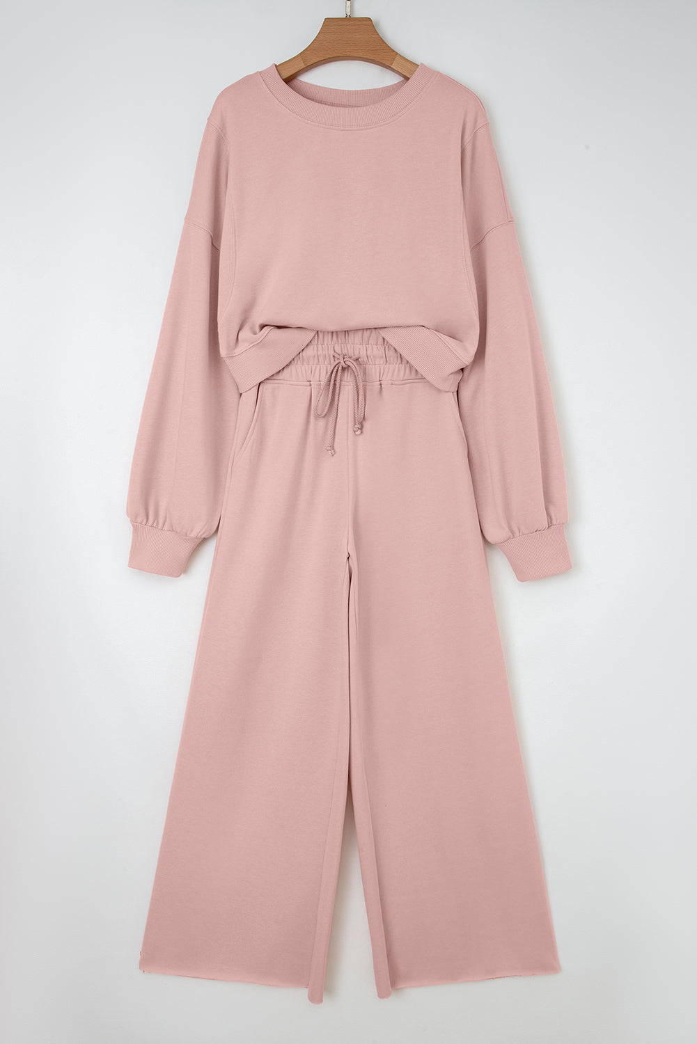 Soft Focus Wide-Leg Lounge Set — Dusty Rose