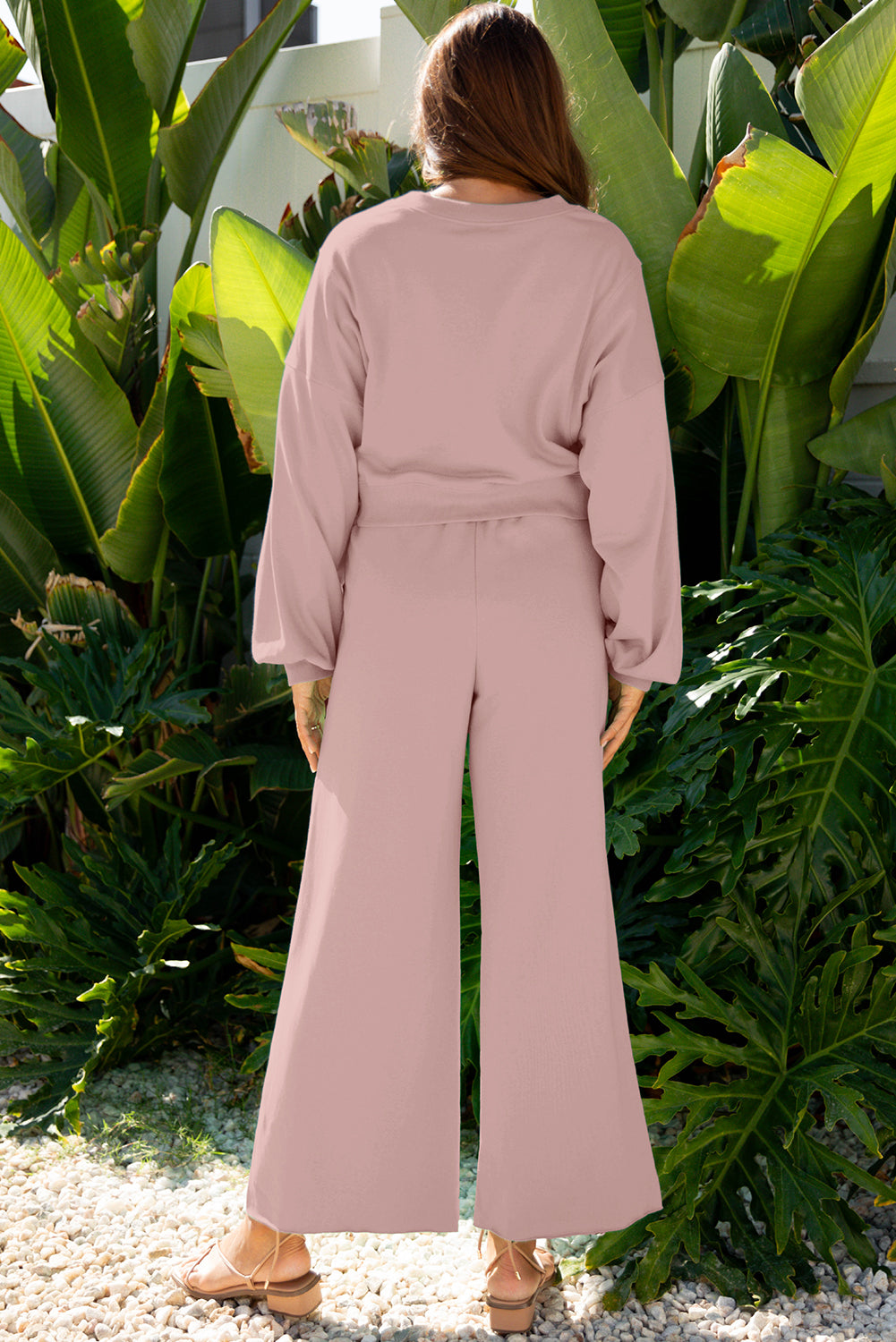 Soft Focus Wide-Leg Lounge Set — Dusty Rose