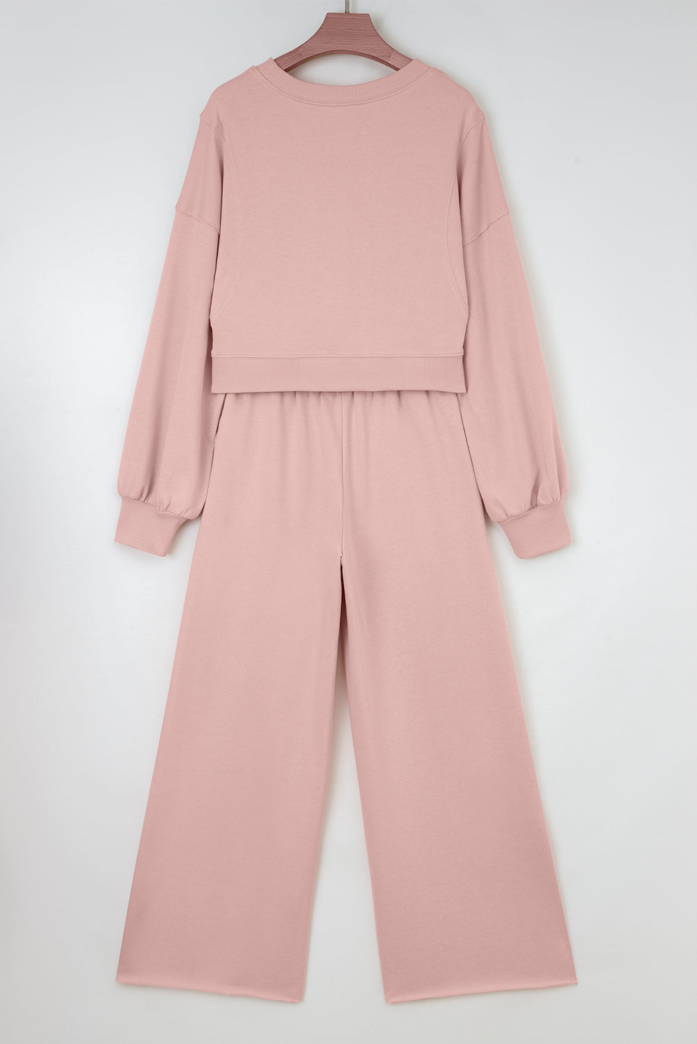 Soft Focus Wide-Leg Lounge Set — Dusty Rose