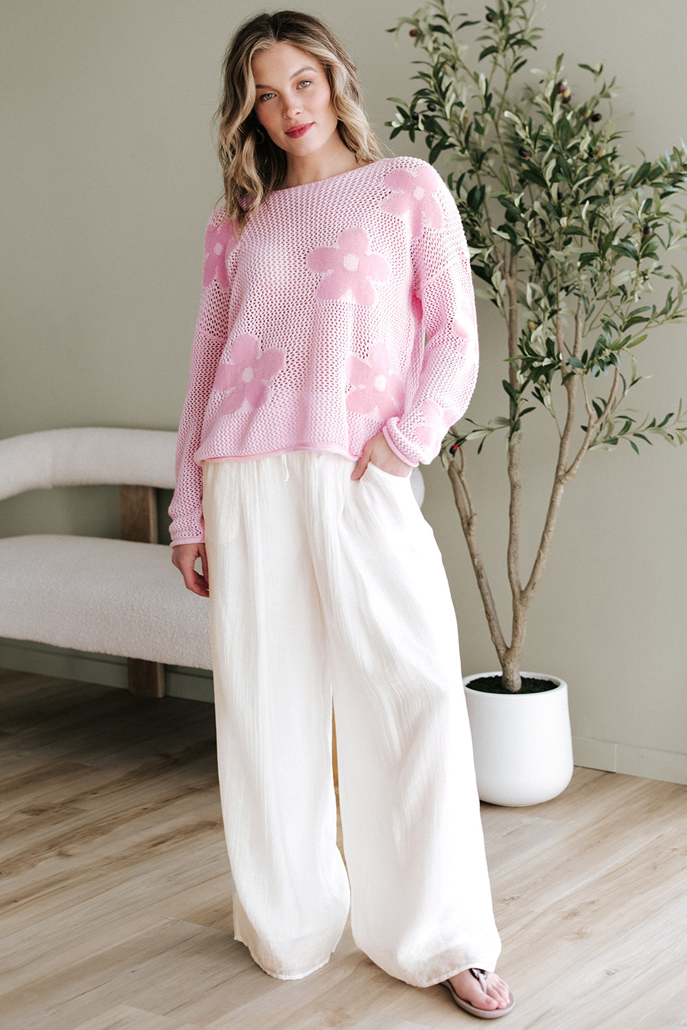 Breeze Away Wide-Leg Gauze Pants – Cloud White