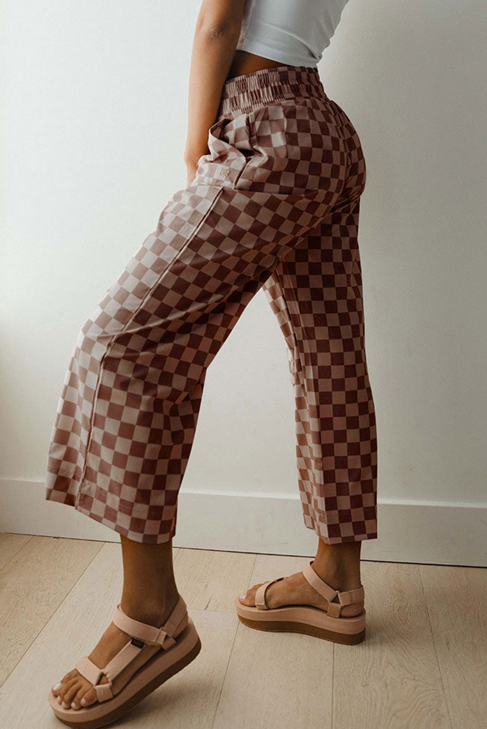 Mocha Check Cropped Lounge Pants
