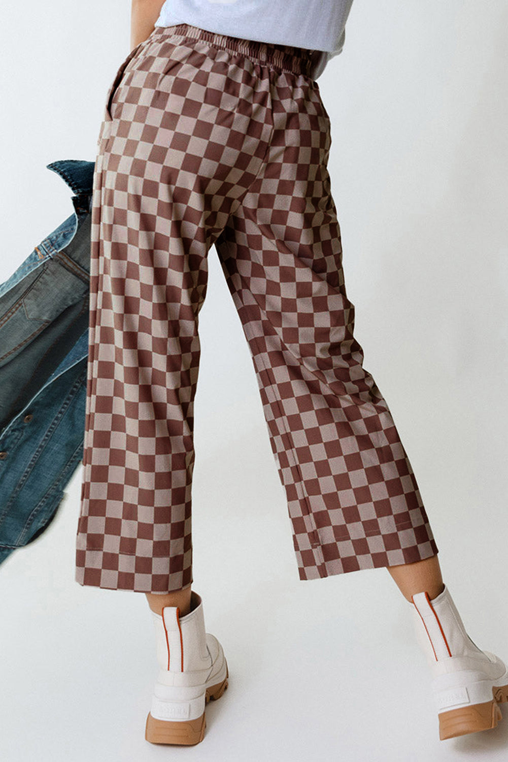 Mocha Check Cropped Lounge Pants