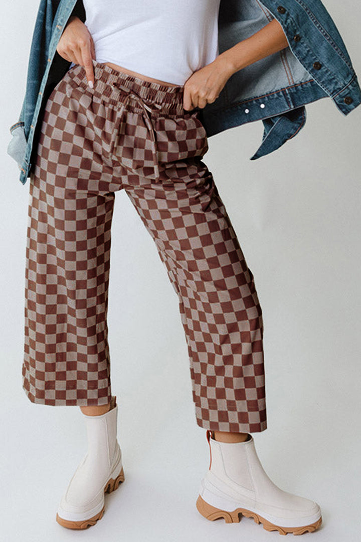 Mocha Check Cropped Lounge Pants