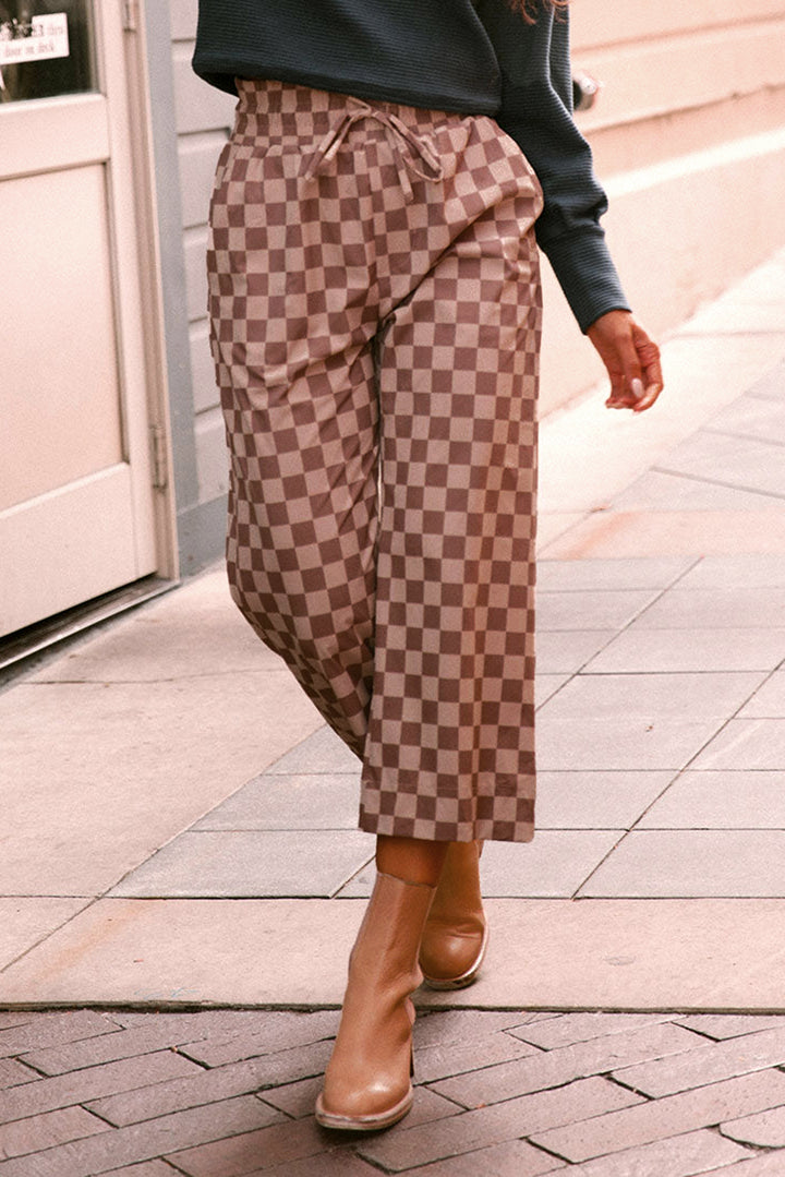 Mocha Check Cropped Lounge Pants