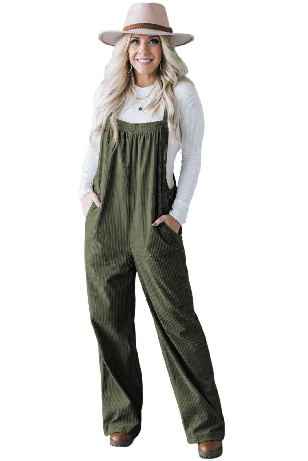 Sage Lane Ribbed Overalls