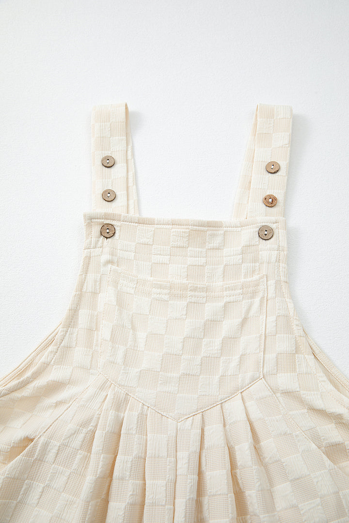 “Espresso Yourself” Waffle Check Wide-Leg Overalls