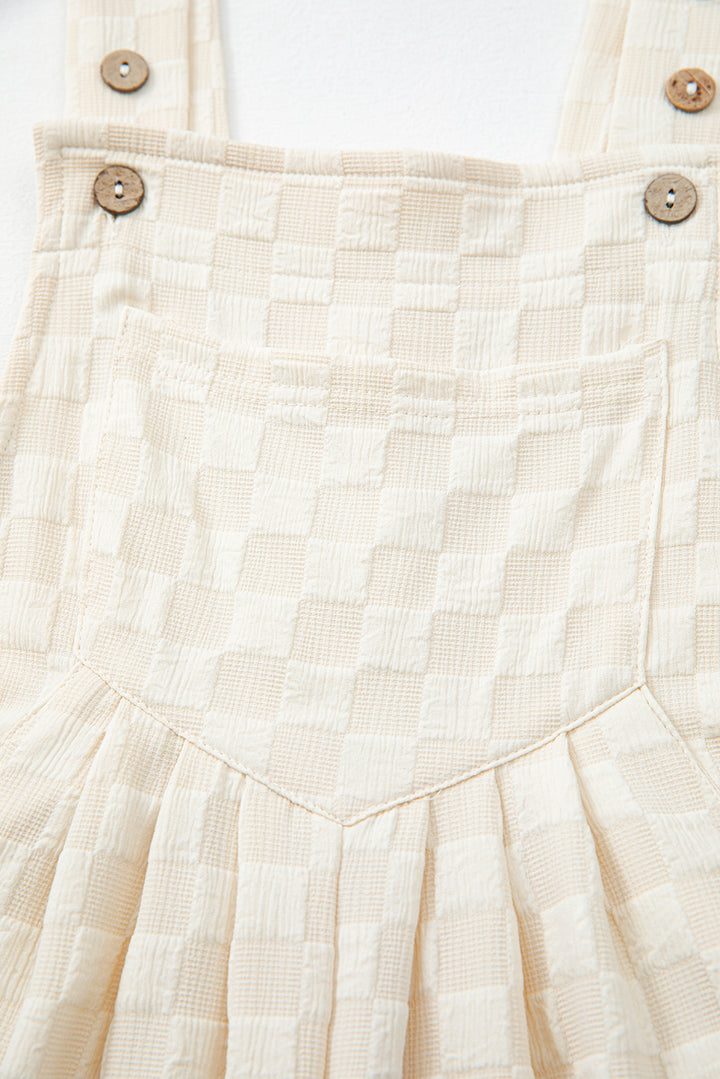 “Espresso Yourself” Waffle Check Wide-Leg Overalls