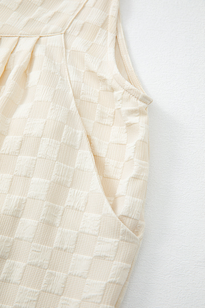 “Espresso Yourself” Waffle Check Wide-Leg Overalls
