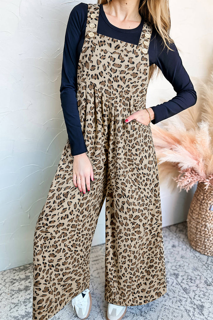 Roam Free Leopard Wide-Leg Overalls 🐆