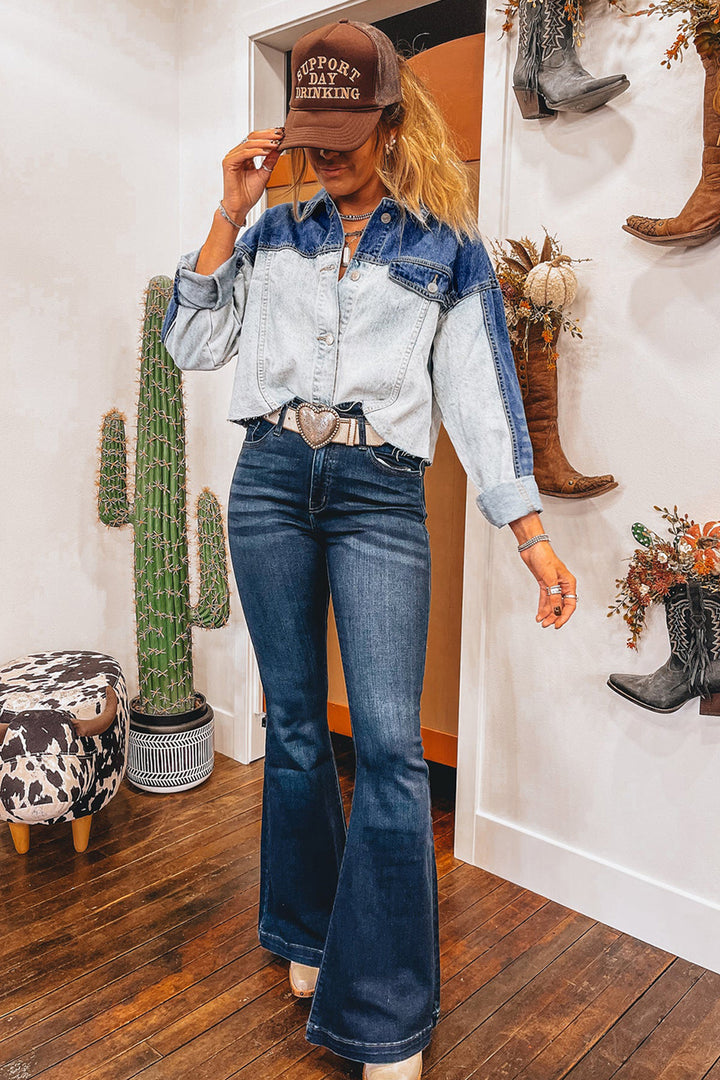 Wild Heart Two-Tone Denim Button Up