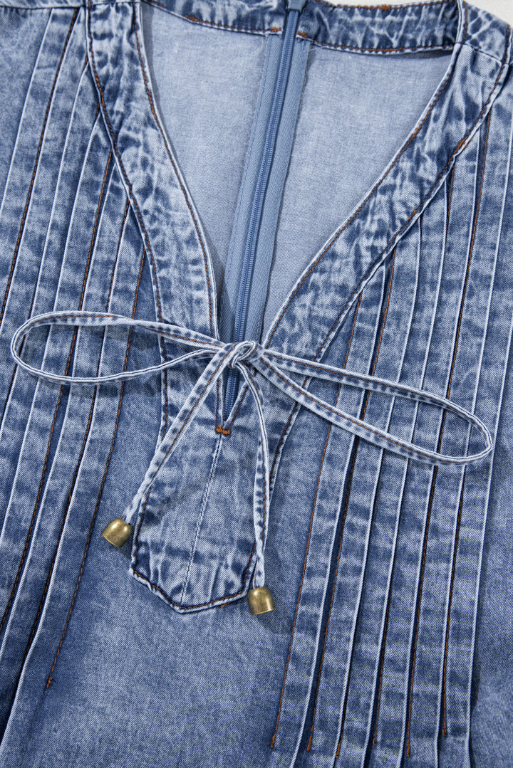 Weekend Wonderer Pintuck Denim Mini Dress
