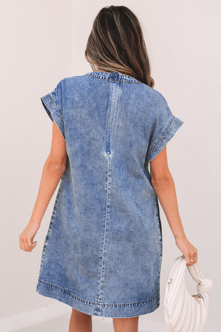 Weekend Wonderer Pintuck Denim Mini Dress