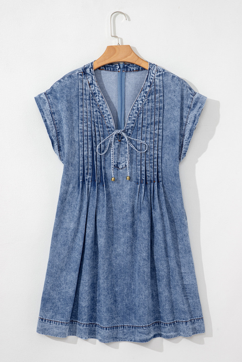 Weekend Wonderer Pintuck Denim Mini Dress