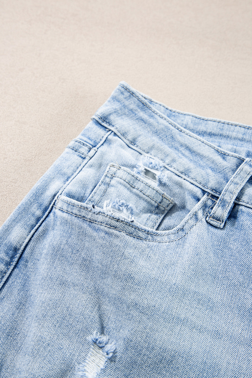 Skyline Distressed Wide-Leg Jeans – Cuffed Light Wash Deni
