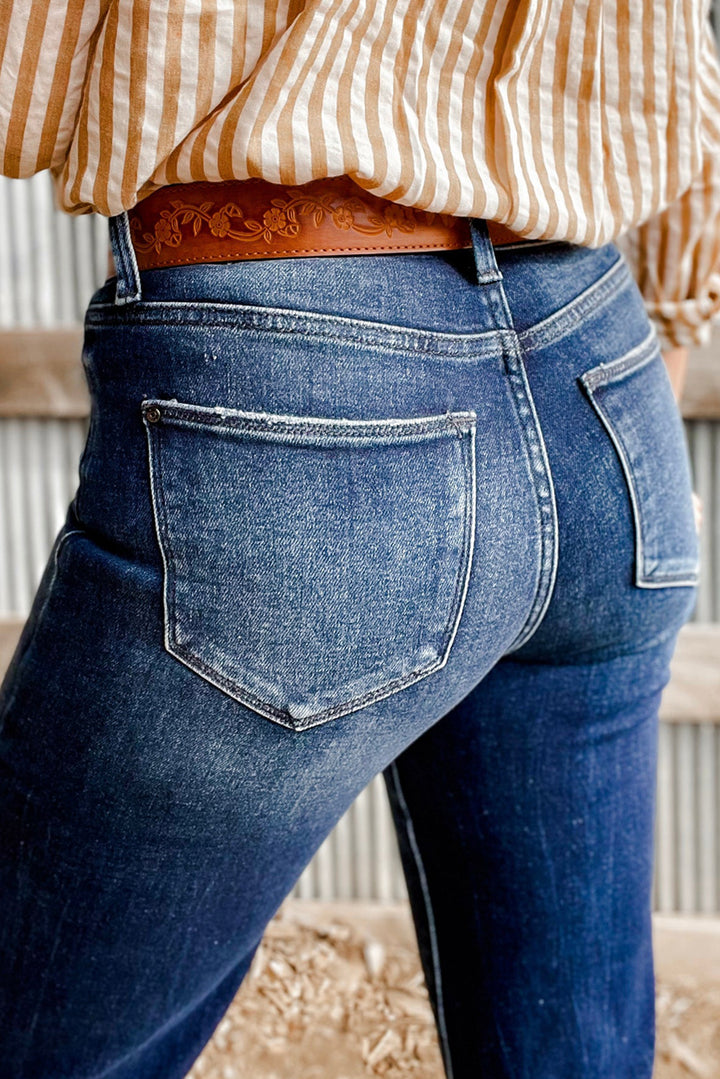 High Noon Vintage Flare Jeans – Raw Hem Denim