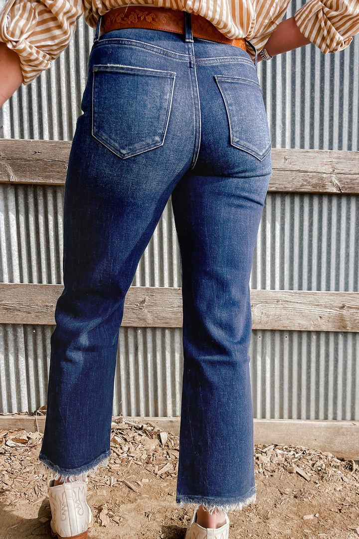 High Noon Vintage Flare Jeans – Raw Hem Denim