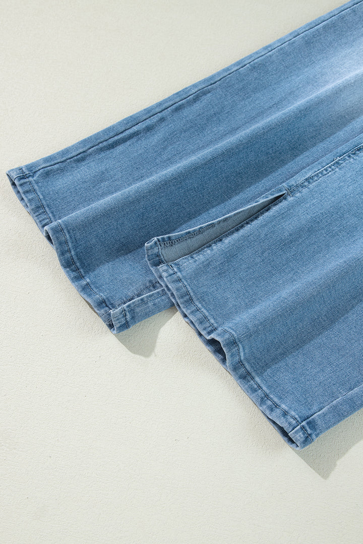 Luke & Estelle “Dream Fit” High-Rise Front Slit Wide-Leg Jeans – Exclusive to BHB Boutique