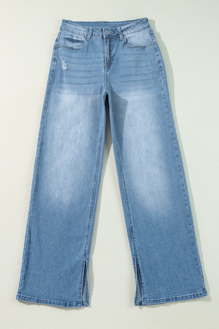 Luke & Estelle “Dream Fit” High-Rise Front Slit Wide-Leg Jeans – Exclusive to BHB Boutique