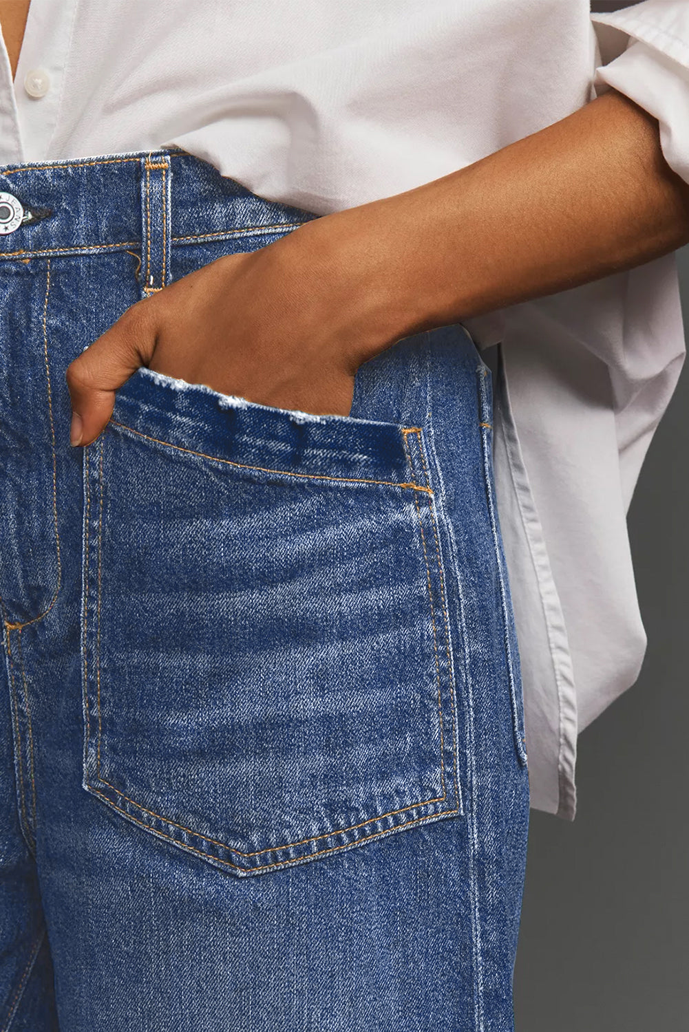City-Cool Patch Pocket Wide-Leg Jeans