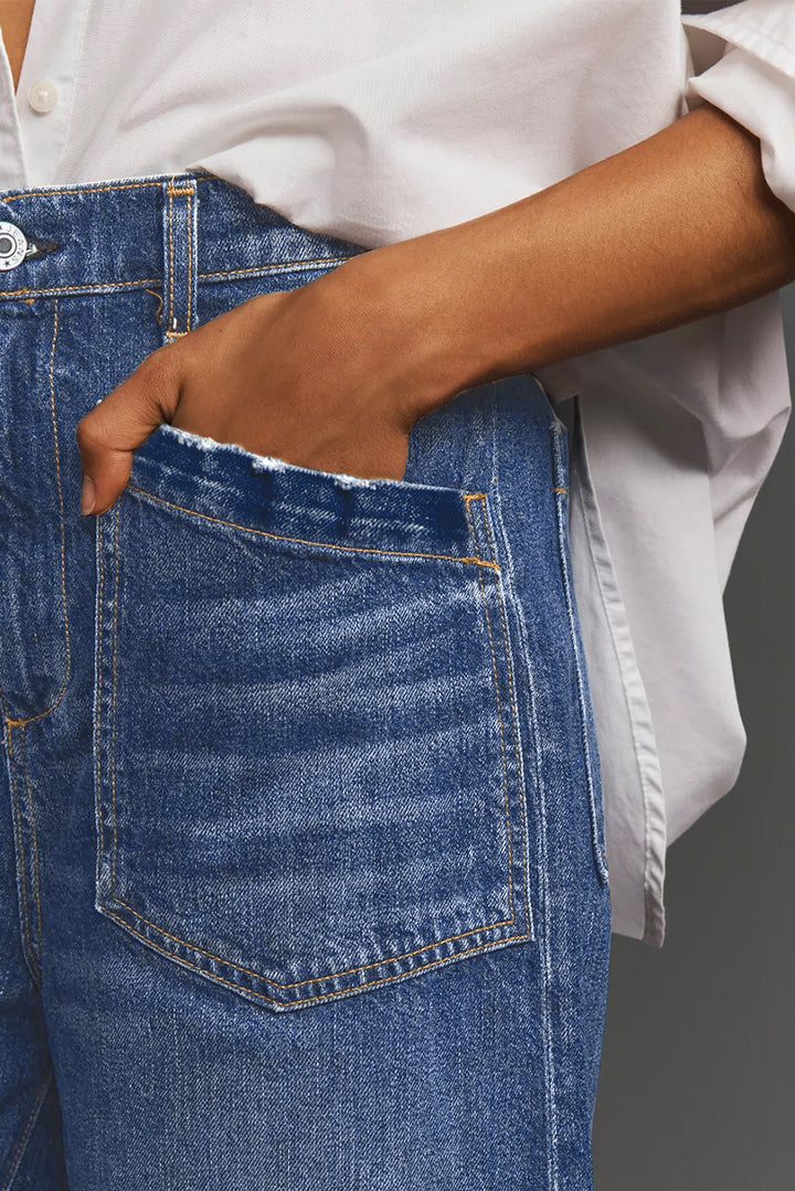 City-Cool Patch Pocket Wide-Leg Jeans