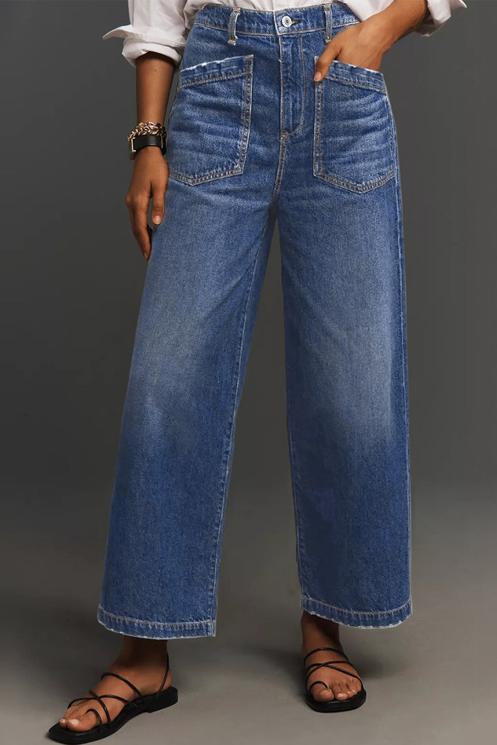 City-Cool Patch Pocket Wide-Leg Jeans