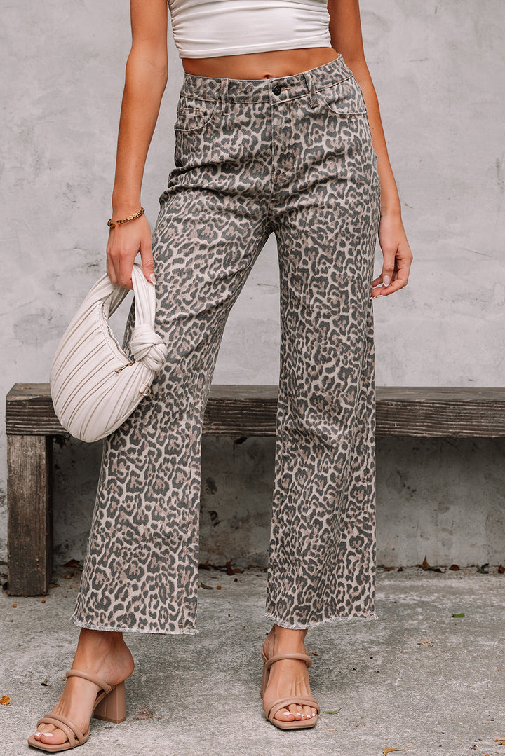 Bold Move Leopard Wide-Leg Jeans