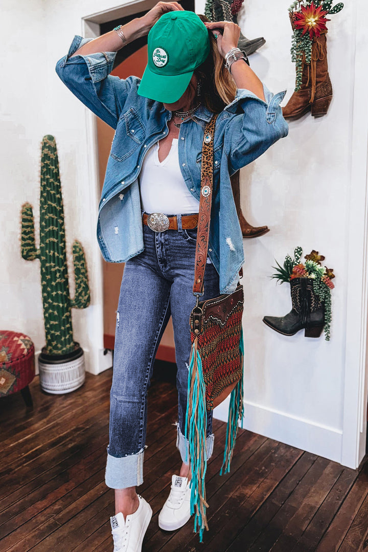 Blue Revival High Rise Cuff Jeans
