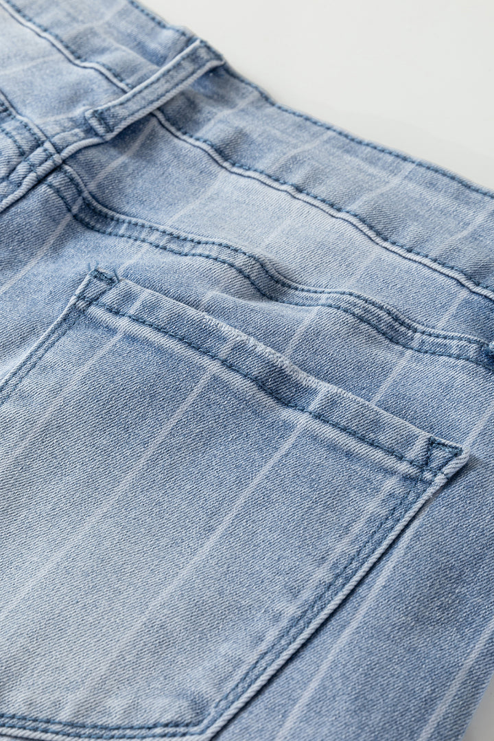 Luke & Estelle “Pinstripe Perfection” Button Fly Cropped Wide Leg Jeans 👖✨