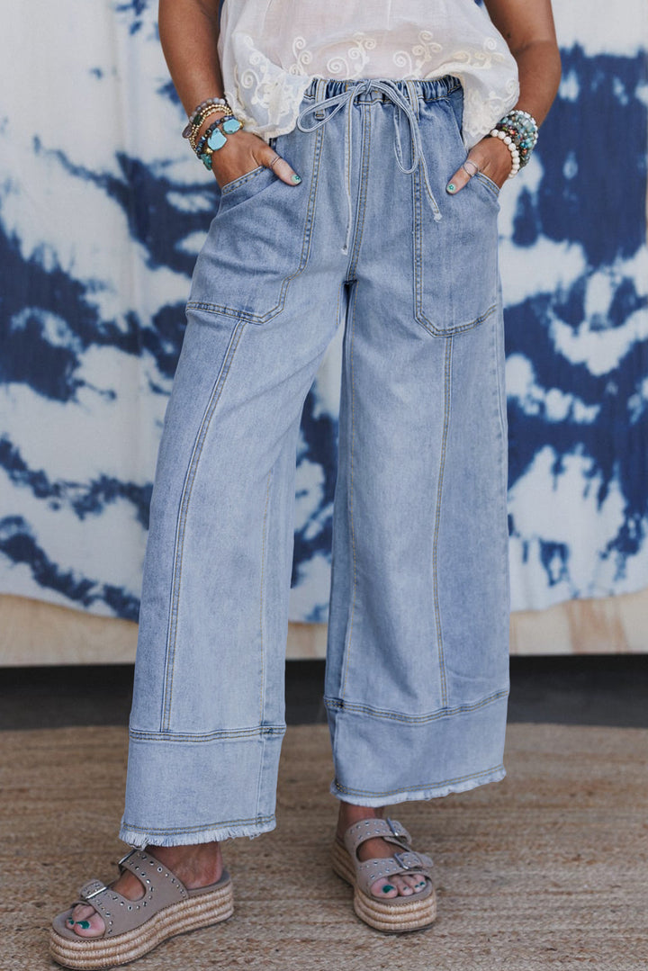Coastal Ease Wide-Leg Drawstring Denim