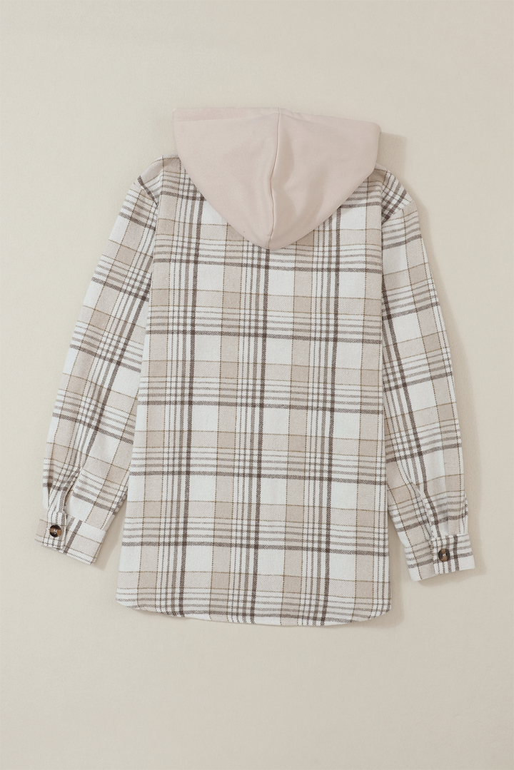 Trailblazer Neutral Plaid Hooded Shacket 🤎🧥