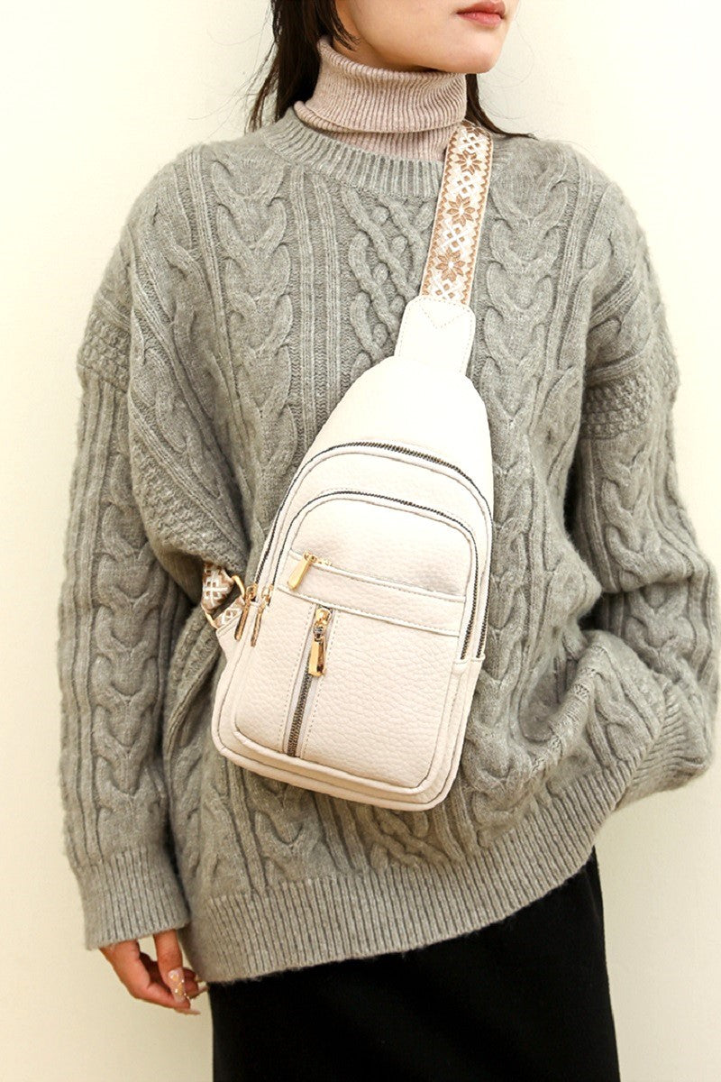 Quick-Change 2-Piece Textured Sling Crossbody (Bag + Strap)