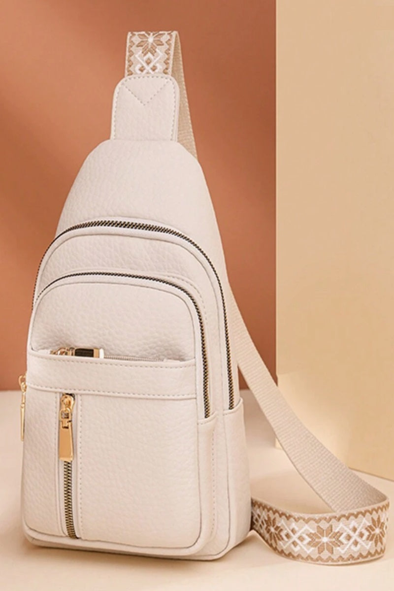 Quick-Change 2-Piece Textured Sling Crossbody (Bag + Strap)