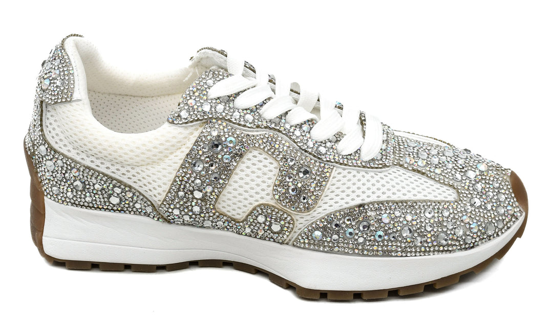 Corkys "No Prob" White With Clear Rhinestones