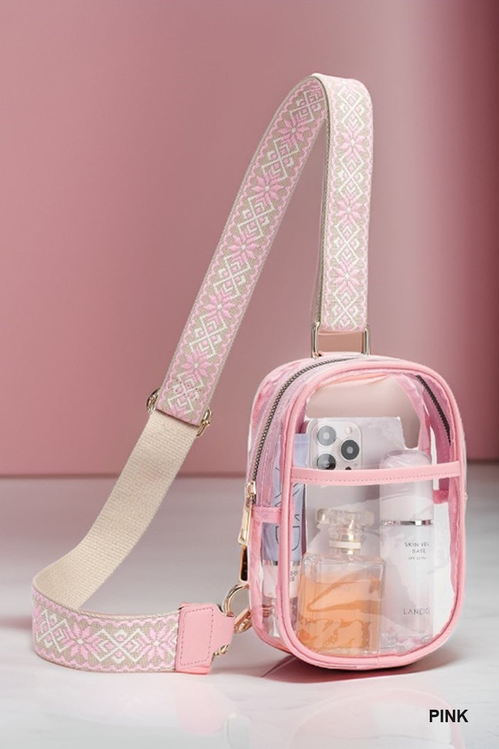 Crystal-Clear Mini Sling — Guitar Pattern Strap Edition 🎒✨