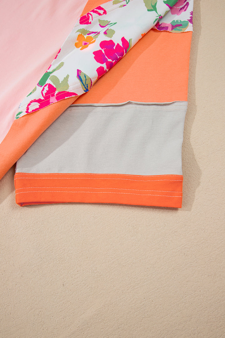 PLUS SIZE✨Sunset Bloom Colorblock Raglan Tee 🌸🔥
