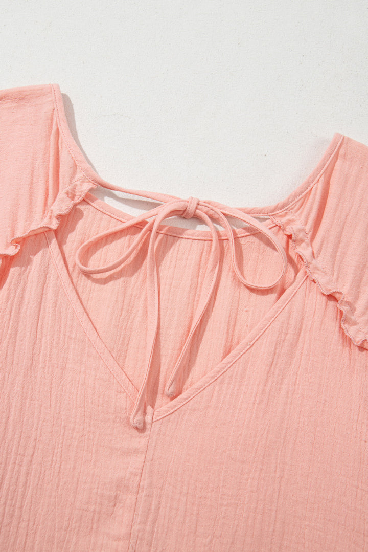 PLUS SIZE✨Sweet Breeze Gauze Peplum Top – Blush