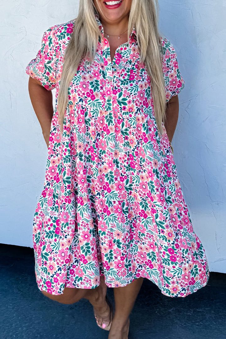 PLUS SIZE✨Sunlit Blooms Collared Babydoll Dress