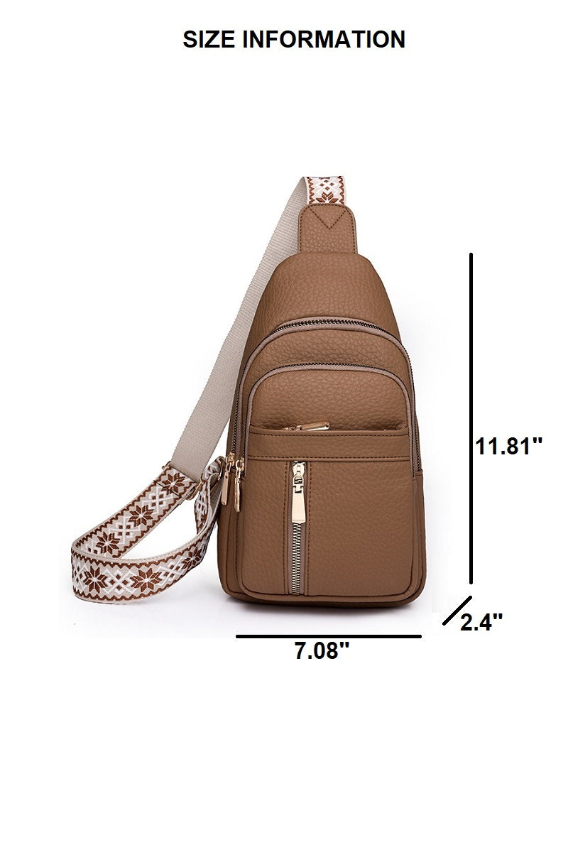 Quick-Change 2-Piece Textured Sling Crossbody (Bag + Strap)