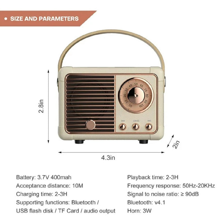 Retro Mini Bluetooth Speaker + Pocket-Size Power with Vintage Vibes