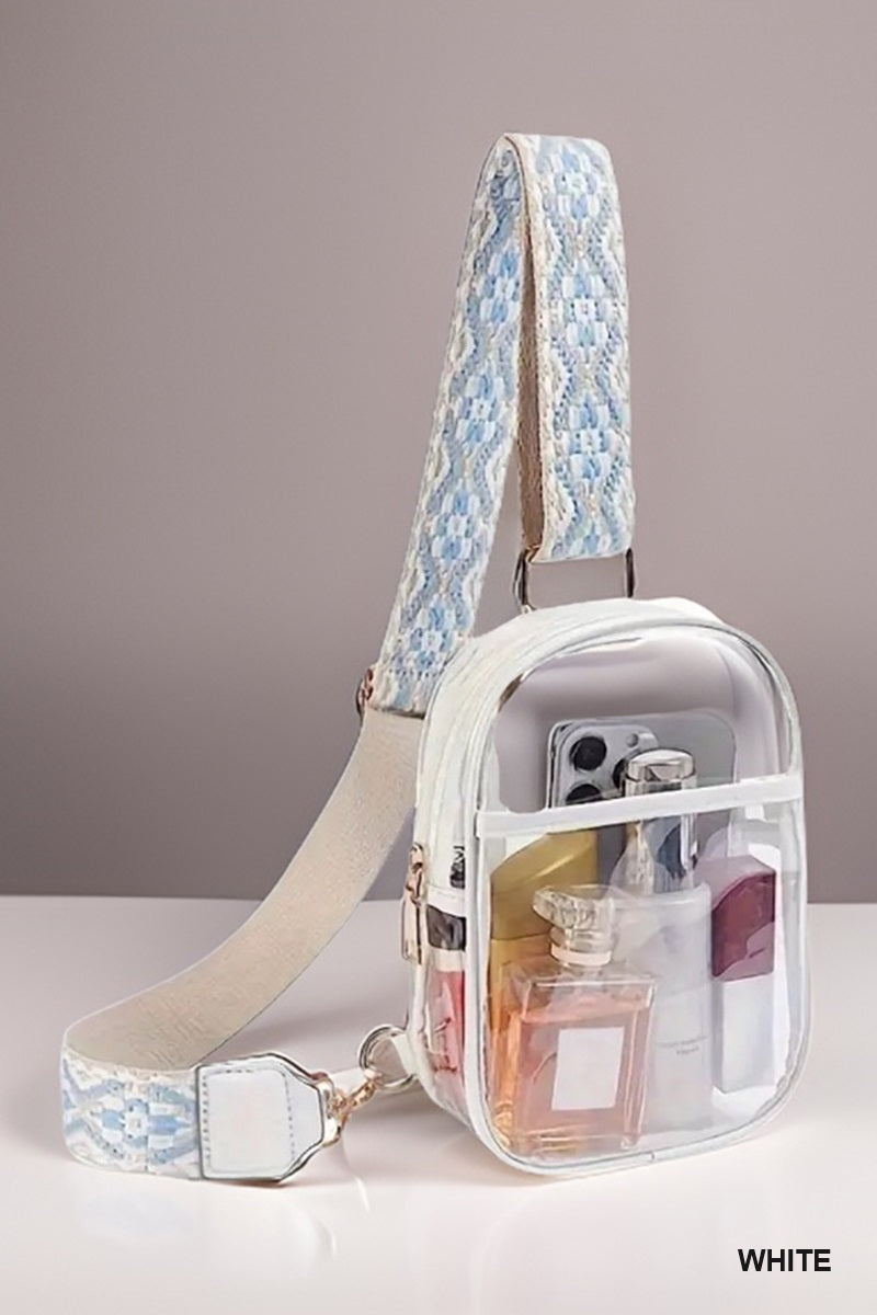 Crystal-Clear Mini Sling — Guitar Pattern Strap Edition 🎒✨
