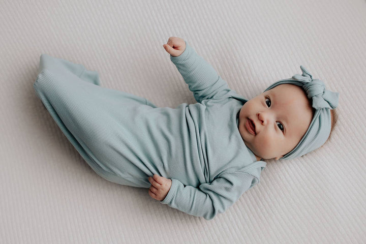 Bamboo - Blue Bird Ribbed Knotted Gown