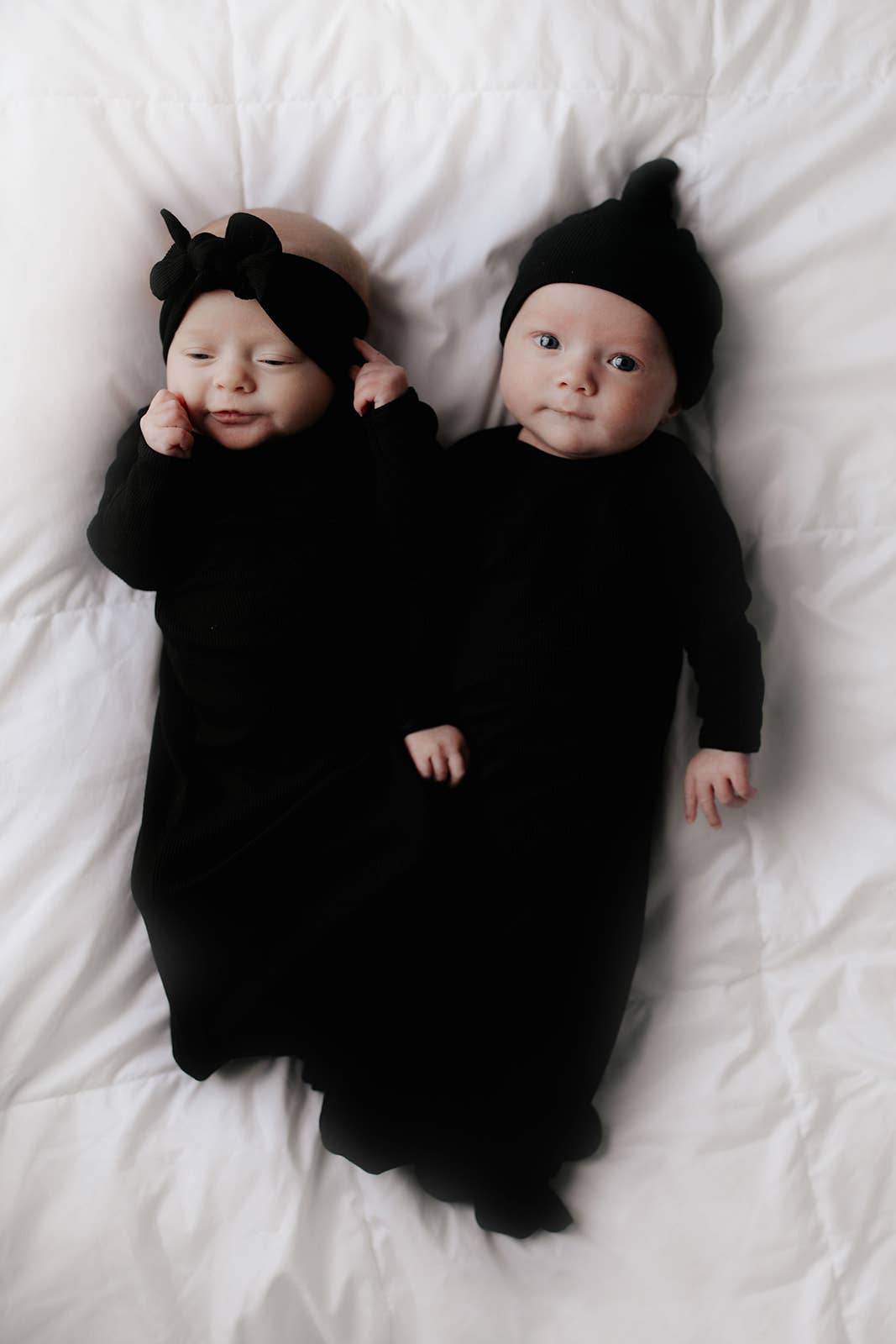 Bamboo - Black Ribbed Knotted Gown