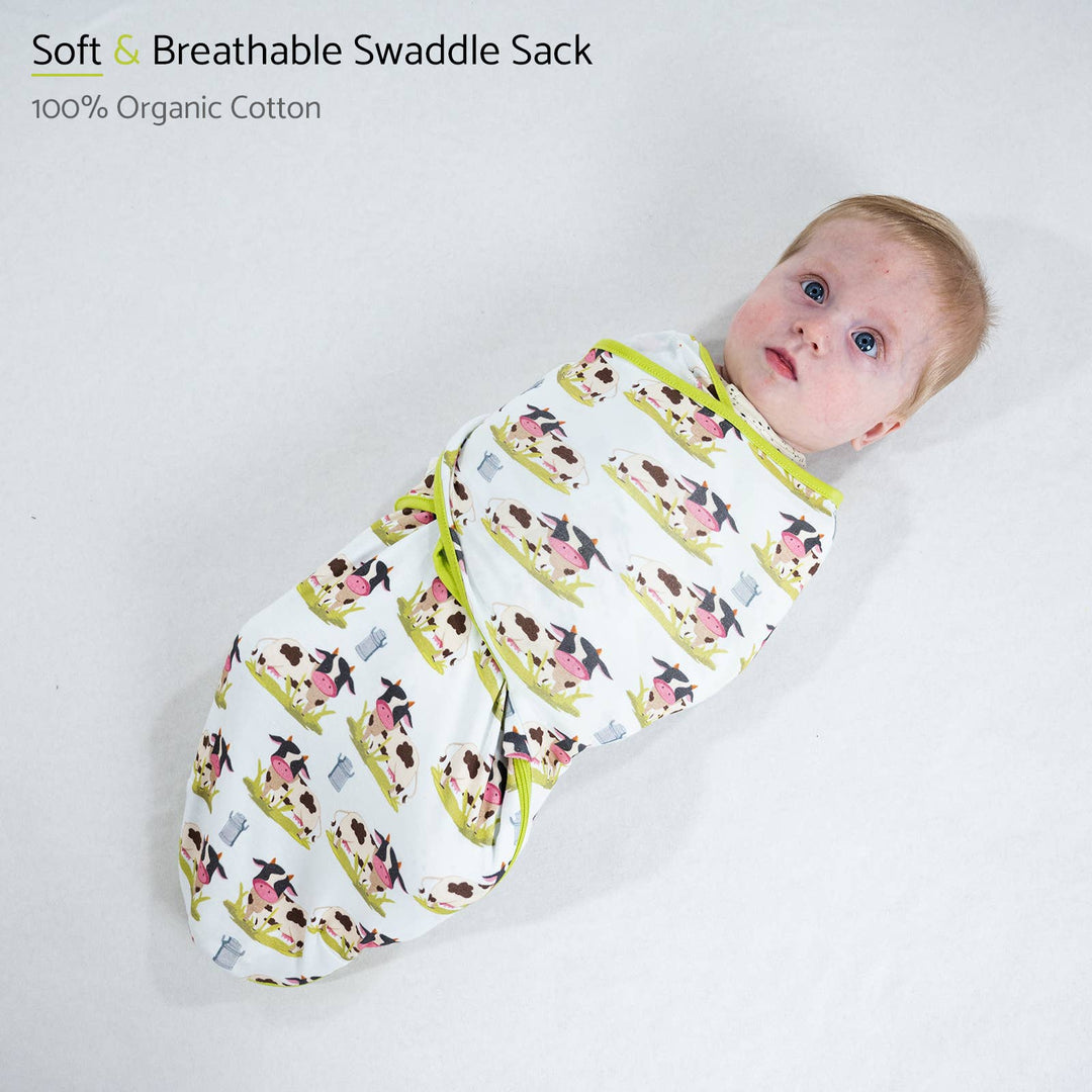 Moo Moo Here  Baby Sleep Swaddle 100% Organic Cotton