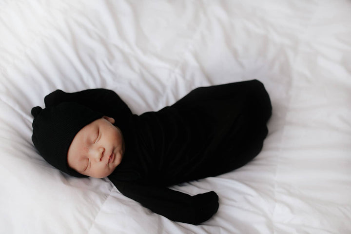 Bamboo - Black Ribbed Knotted Gown