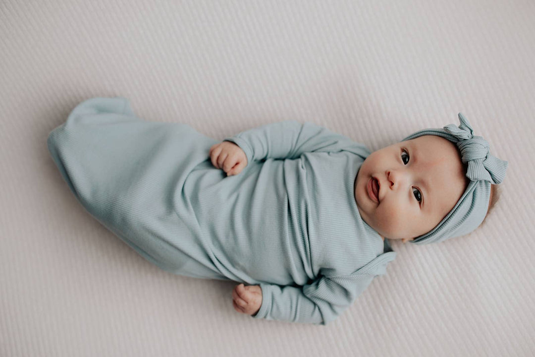 Bamboo - Blue Bird Ribbed Knotted Gown